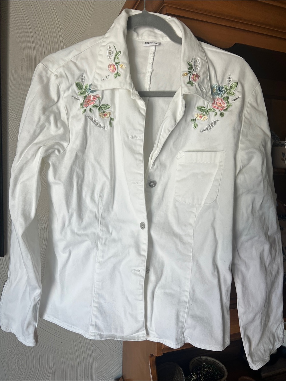 Together White Collared Shirt with Subtle Texture
